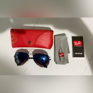 Polarized custom Ray Bans Ray-Ban Aviator XL blue Pink Gradient Lens Tortoise
